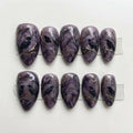 Gothic Raven Press on Nails, Dark Academia Tree Art Set, Handcrafted Moody Purple Manicure, Witchy Aesthetic, Unique Statement Nail Design